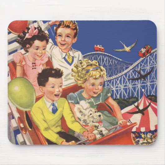 ヴィンテージ子バルーン犬ローラーコースター乗り マウスパッド (正面)