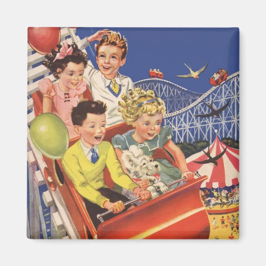 ヴィンテージ子バルーン犬ローラーコースター乗り マグネット (正面)