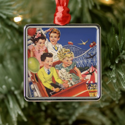 ヴィンテージ子バルーン犬ローラーコースター乗り メタルオーナメント (ツリー)