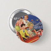 ヴィンテージ子バルーン犬ローラーコースター乗り 缶バッジ (正面&裏面)