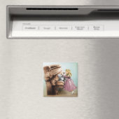 ヴィンテージ子供へアート、スクエアマグネット – ピアノガール マグネット (インサイチュ (食洗機))