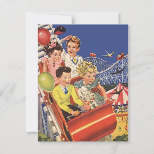 ヴィンテージ子供及びドッグローラーコースター招待状 招待状 (正面)