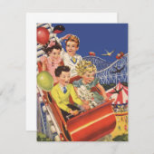 ヴィンテージ子供及びドッグローラーコースター招待状 招待状 (正面/裏面)