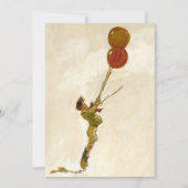 ヴィンテージ子供赤バルーンボーイ誕生日パーティー 招待状 (正面)