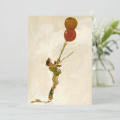 ヴィンテージ子供赤バルーンボーイ誕生日パーティー 招待状 (スタンド正面)