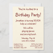 ヴィンテージ子供赤バルーンボーイ誕生日パーティー 招待状 (裏面)