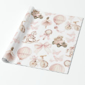 ヴィンテージ子供部屋ピンクガール ラッピングペーパー (アンロールド)
