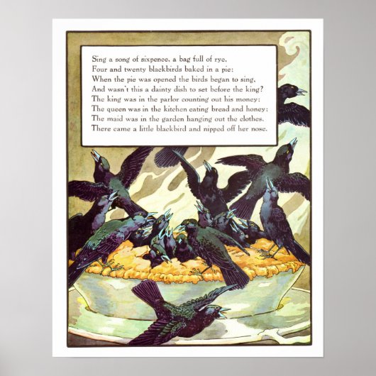 ヴィンテージ子供部屋プリント- Sing a Song of Sixpence ポスター (正面)