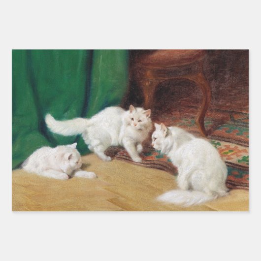 ヴィンテージ子供部屋ホワイトキッチンネコのデコップページ ラッピングペーパーシート (正面3)