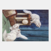 ヴィンテージ子供部屋ホワイトキッチンネコのデコップページ ラッピングペーパーシート (正面2)