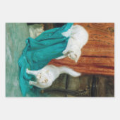 ヴィンテージ子供部屋ホワイトキッチンネコのデコップページ ラッピングペーパーシート (正面)