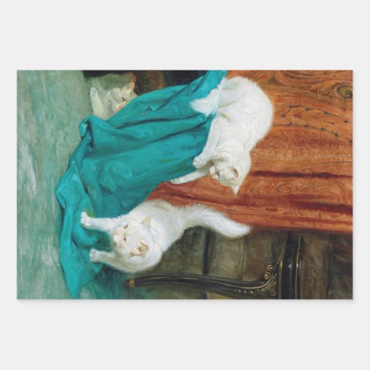 ヴィンテージ子供部屋ホワイトキッチンネコのデコップページ ラッピングペーパーシート (正面)