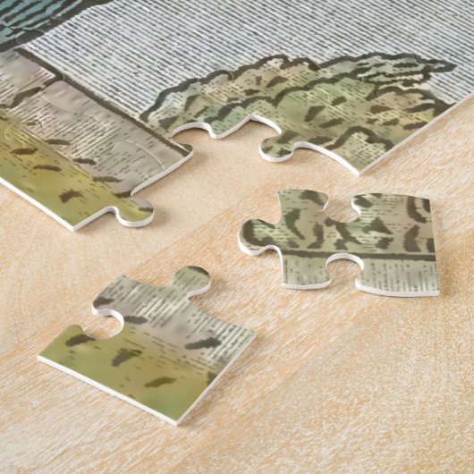 ヴィンテージ子供部屋ライムイラストレーションボーイボウアロー ジグソーパズル (側面)