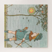 ヴィンテージ子供部屋ライムイラストレーションボーイボウアロー ジグソーパズル (横)