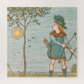 ヴィンテージ子供部屋ライムイラストレーションボーイボウアロー ジグソーパズル (縦)