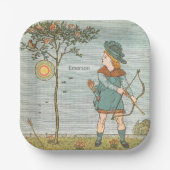 ヴィンテージ子供部屋ライムイラストレーションボーイボウアロー ペーパープレート (正面)