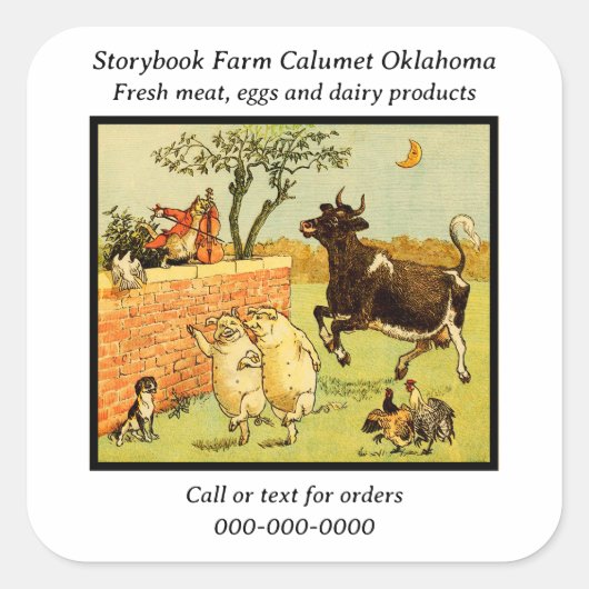 ヴィンテージ子供部屋ライムホームステッドファームフードラベル スクエアシール (正面)