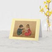 ヴィンテージ子建物ブロックメモカード カード (黄色い花)