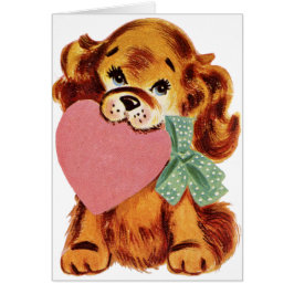 ヴィンテージ子犬がハートを保持