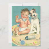 ヴィンテージ子犬の子供の誕生日パーティーの招待 招待状 (正面)