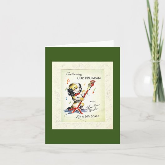 ヴィンテージ子犬クロナークリスマスカード カード (正面)