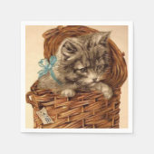 ヴィンテージ子猫おもしろい紙ナプキン スタンダードカクテルナプキン (正面)