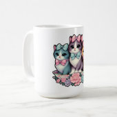 ヴィンテージ子猫が弓を着る コーヒーマグカップ (正面左)