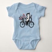ヴィンテージ子猫が自転車に乗る ベビーボディスーツ (正面)