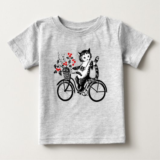 ヴィンテージ子猫が自転車に乗る ベビーTシャツ (正面)