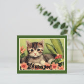 ヴィンテージ子猫の花はがき ポストカード (スタンド正面)