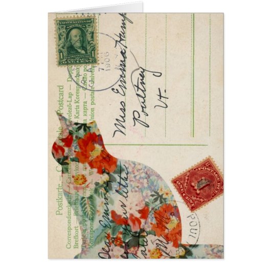 ヴィンテージ子猫はがきデジタルアート (正面)