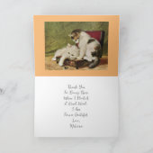 ヴィンテージ子猫アート、あなたのテキスト サンキューカード (内部)