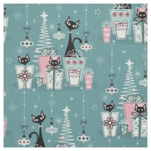 ヴィンテージ子猫クリスマスII sxZ ©studioxtine ファブリック (見本)