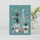 ヴィンテージ子猫クリスマスII - w/赤©studioxtine 招待状 (スタンド正面)