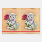 ヴィンテージ子猫セット3 ラッピングペーパーシート (正面3)