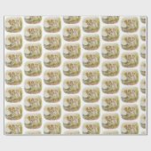 ヴィンテージ子猫デザイン子供部屋ベビーシャワーパーティー ラッピングペーパー (フラット)