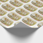 ヴィンテージ子猫デザイン子供部屋ベビーシャワーパーティー ラッピングペーパー (角)