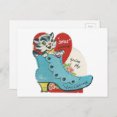 ヴィンテージ子猫バレンタイン シーズンポストカード (正面/裏面)