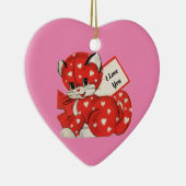 ヴィンテージ子猫付きハートオーナメント セラミックオーナメント (右)