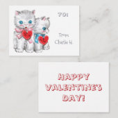 ヴィンテージ子猫教室バレンタイン ノートカード (正面/裏面)