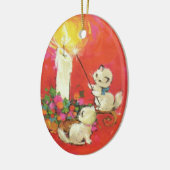 ヴィンテージ子猫照明Aキャンドル セラミックオーナメント (左)