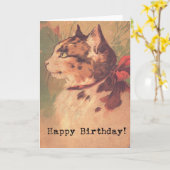 ヴィンテージ子猫、ハッピーバースデーカード カード (黄色い花)