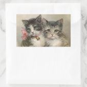 ヴィンテージ子猫 長方形シール (バッグ)