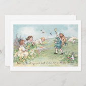 ヴィンテージ子羊とイースターバニー シーズンカード (正面/裏面)