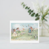 ヴィンテージ子羊とイースターバニー シーズンポストカード (スタンド正面)