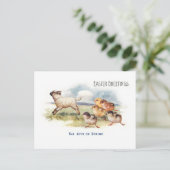 ヴィンテージ子羊とシックイースターグリーティング ポストカード (スタンド正面)