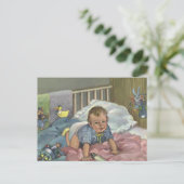 ヴィンテージ子、かわいいベビー遊ズインクリブ、昼寝時間 ポストカード (スタンド正面)