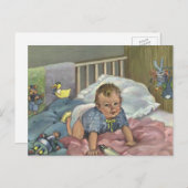 ヴィンテージ子、かわいいベビー遊ズインクリブ、昼寝時間 ポストカード (正面/裏面)
