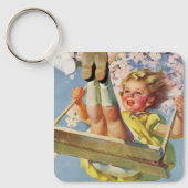 ヴィンテージ子、木に揺れる女の遊子 キーホルダー (正面)