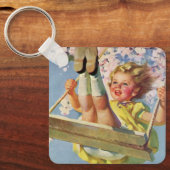 ヴィンテージ子、木に揺れる女の遊子 キーホルダー (正面)
